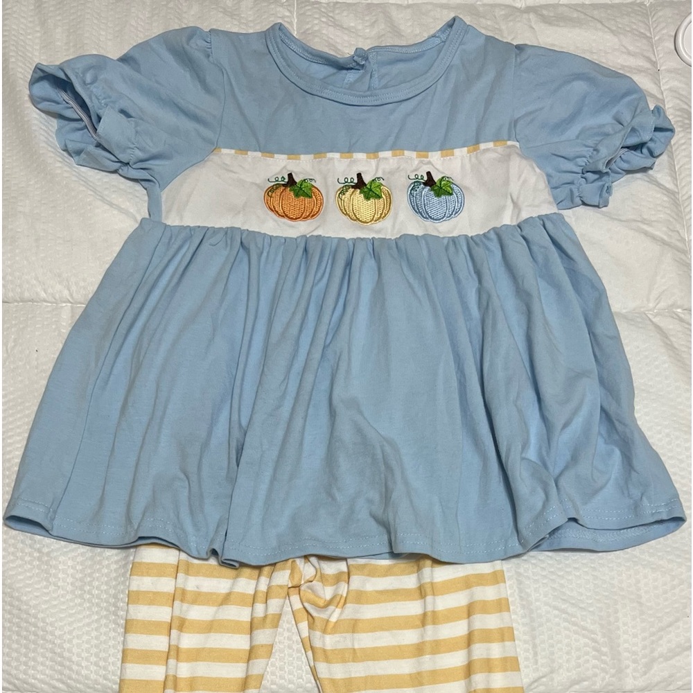 Pumpkin 2 piece ruffle pants set